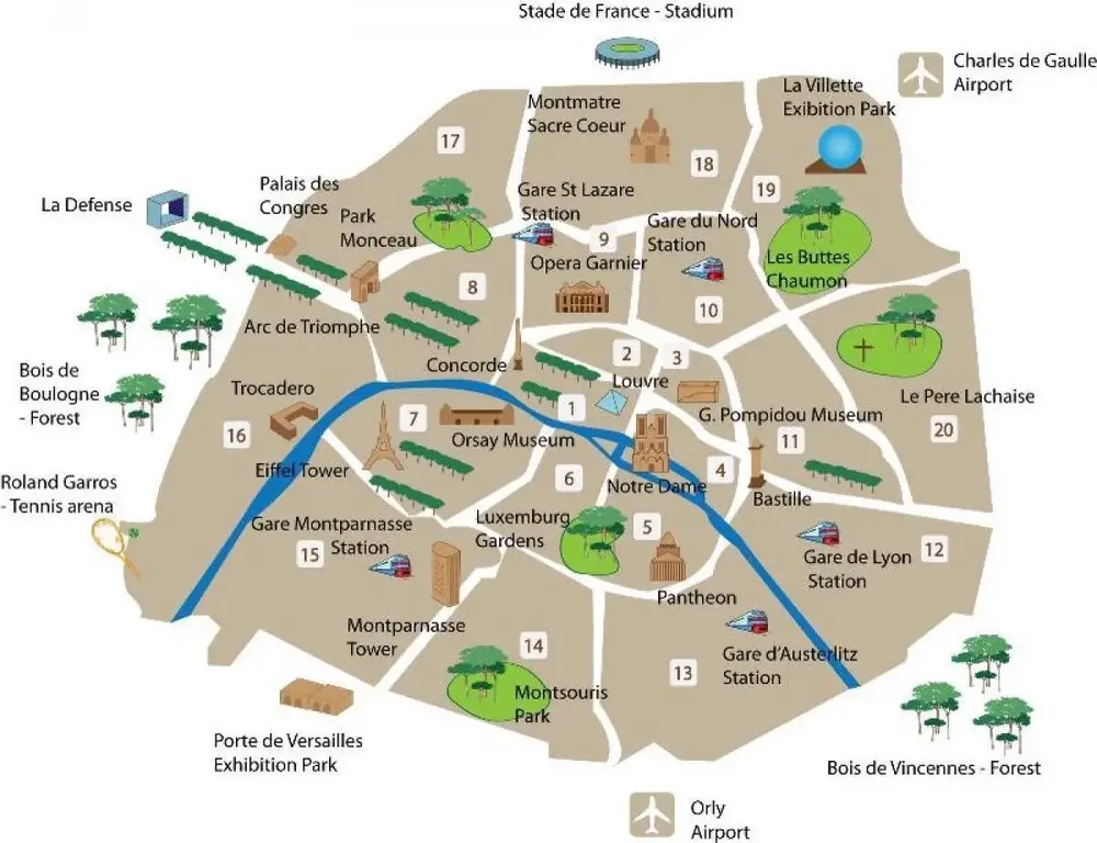 Paris Tourist Map